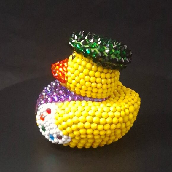 Bedazzled Artist Rubber Duck, Bling Artist Duck, Unique Fun Gift - Picture 4 of 7